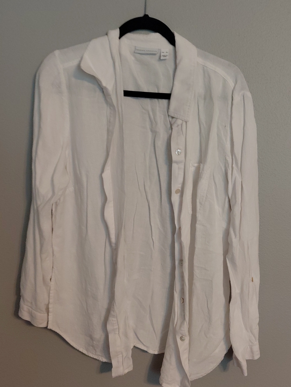 Susan Graver White Casual Button-Down Shirt